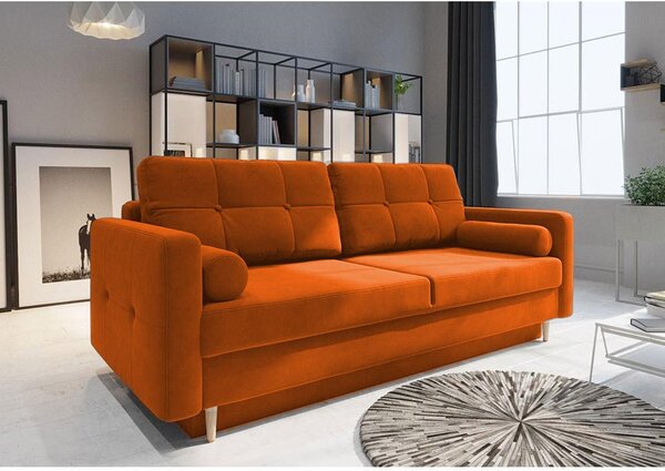 Canapea extensibila cu lada de depozitare Palermo Orange 220x100 cm