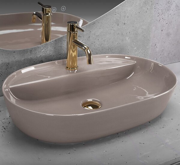 Rea Aura, chiuveta blat 610x410x130, bej lucios, REA-U6381