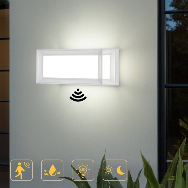 Brilagi - Aplică LED de exterior cu senzor PARKER LED/12W/230V alb IP44