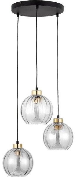 Pendul pe cablu DEVI 3xE27/15W/230V negru/transparent