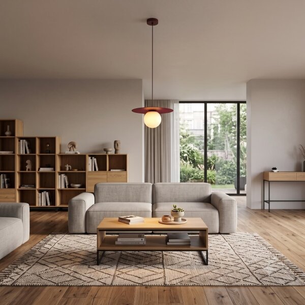 Lustră pe cablu FLAT 1xE27/15W/230V burgundiu