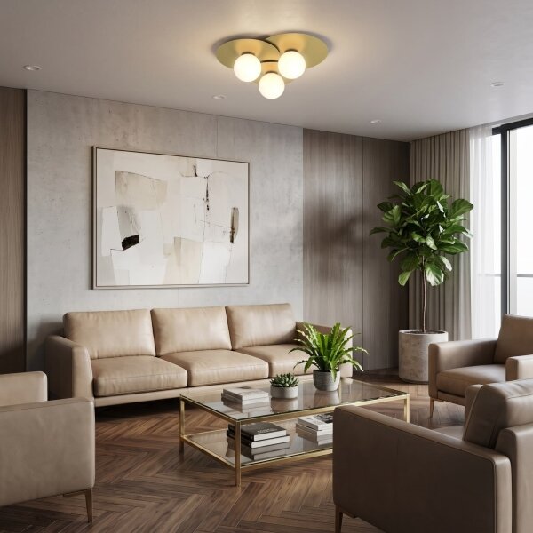 Plafonieră FLAT, 3xE27/15W/230V, 55x60 cm, auriu
