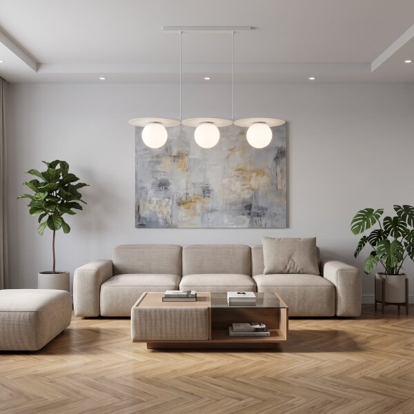 Lustră suspendată pe cablu FLAT 3xE27/15W/230V albă
