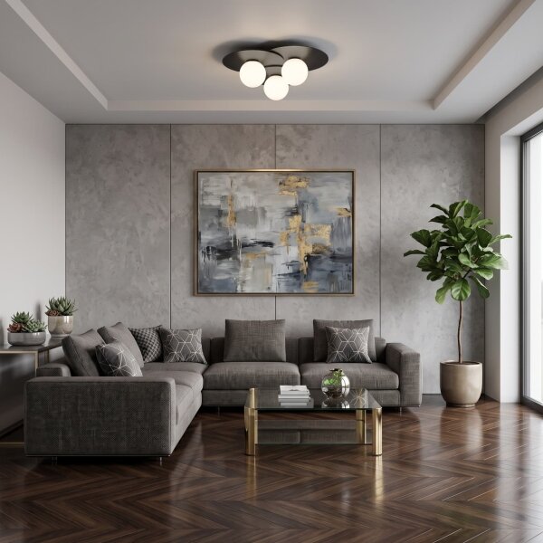 Plafonieră FLAT 3xE27/15W/230V 55x60 cm neagră