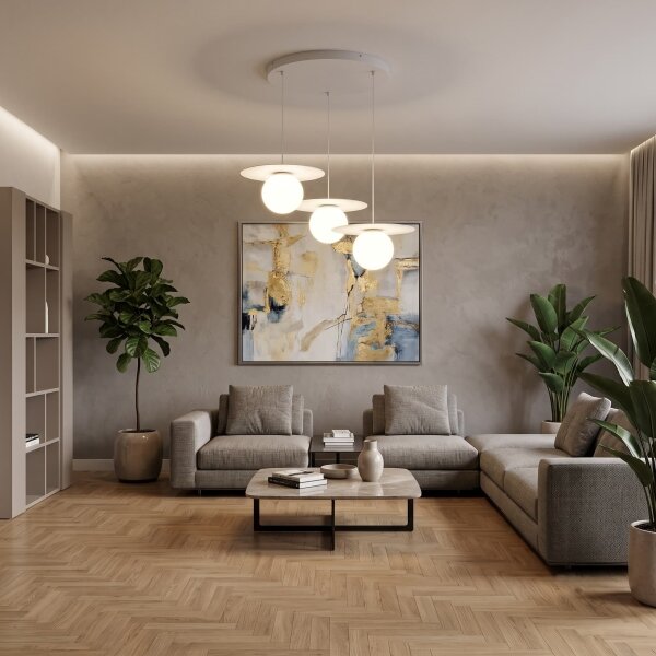 Lustră suspendată pe cablu FLAT 3xE27/15W/230V alb