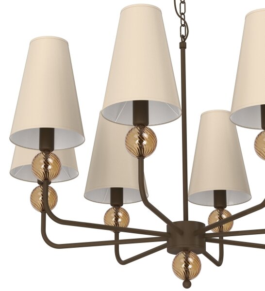 Candelabru GRENADA cu lanț, 8xE14/15W/230V, bej