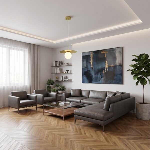 Lustră pe cablu FLAT 1xE27/15W/230V aurie