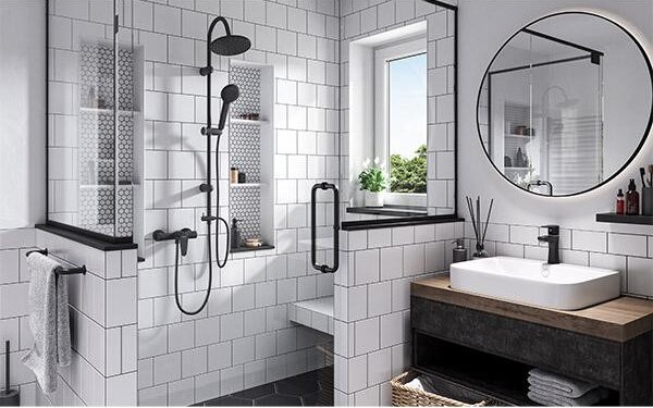 Set de dus, Ferro, Rondo Black, cu palarie si para de dus, negru