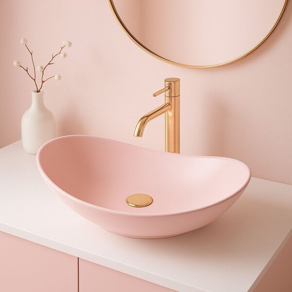 Lavoar pentru blat Rea Royal Powder Pink Matt
