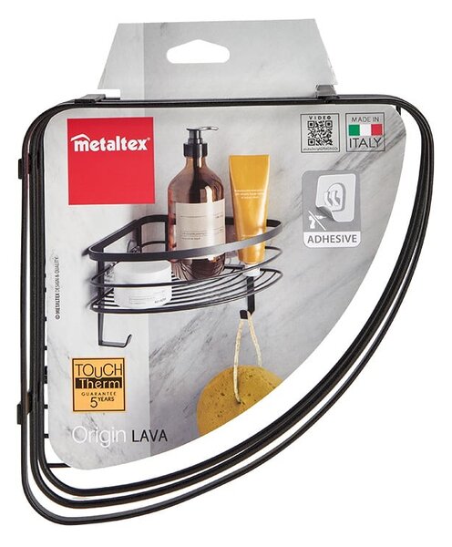 Raft de colț pentru baie Metaltex Origin, negru