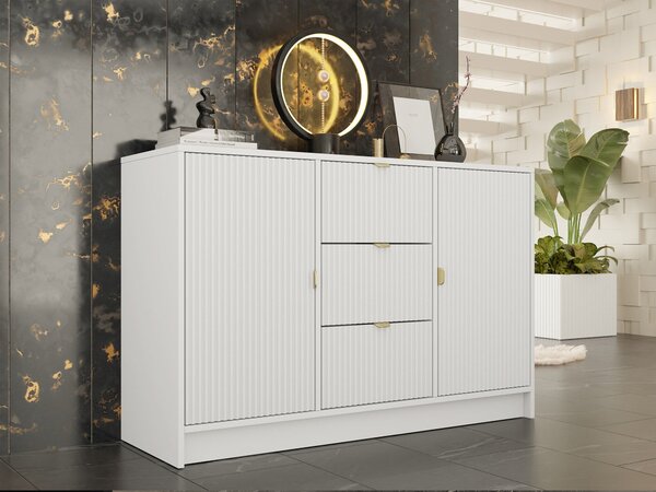Comodă Comfivo Papilio, Alb, MDF, PAL laminat, 75x118x40cm, 41.5 kg