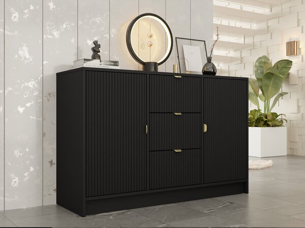 Comodă Comfivo Papilio, Negru, MDF, PAL laminat, 75x118x40cm, 41.5 kg