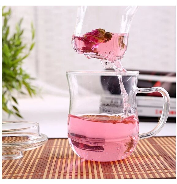 Cana din Sticla borosilicata cu Infuzor si capac din sticla, 350 ML