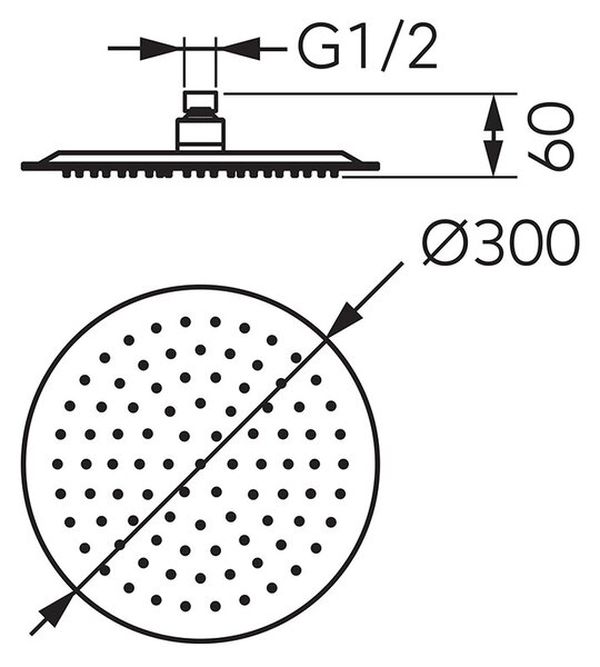 Palarie de dus, Ferro, Slim, diametru 30 cm, crom