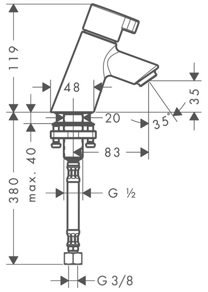 Hansgrohe supapă lavoar stativ crom 13132000