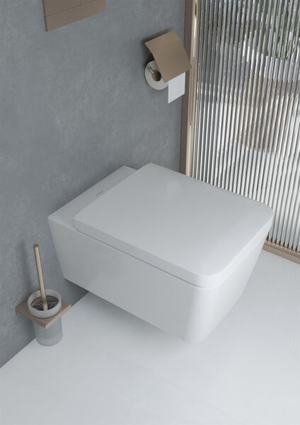 Hansgrohe EluPura Q vas wc cu capac soft-close agăţat fără margine alb 62023450