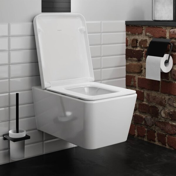 Hansgrohe EluPura Q vas wc cu capac soft-close agăţat fără margine alb 62023450