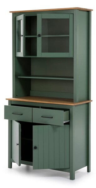 Vitrină verde din lemn de pin 90x180 cm Miranda – Marckeric