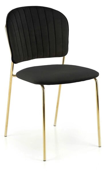 Scaun K499, negru/auriu, stofa catifelata/metal, 47x56x85 cm