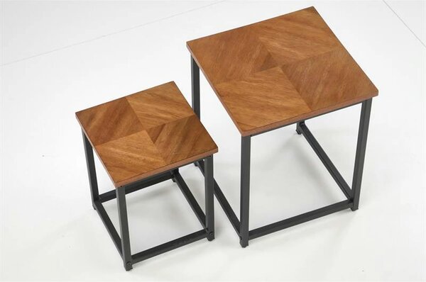 Set 2 masute cafea ELZA, nuc/negru