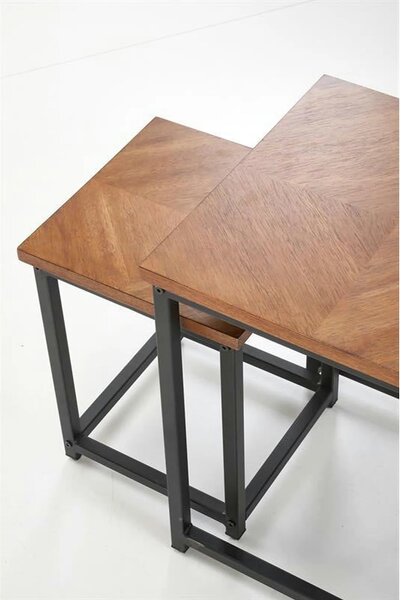 Set 2 masute cafea ELZA, nuc/negru