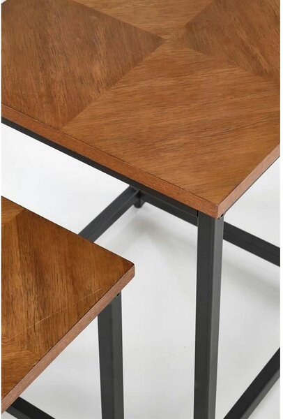 Set 2 masute cafea ELZA, nuc/negru