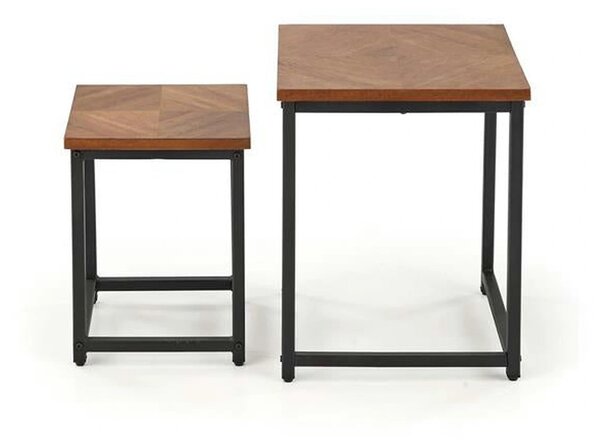 Set 2 masute cafea ELZA, nuc/negru