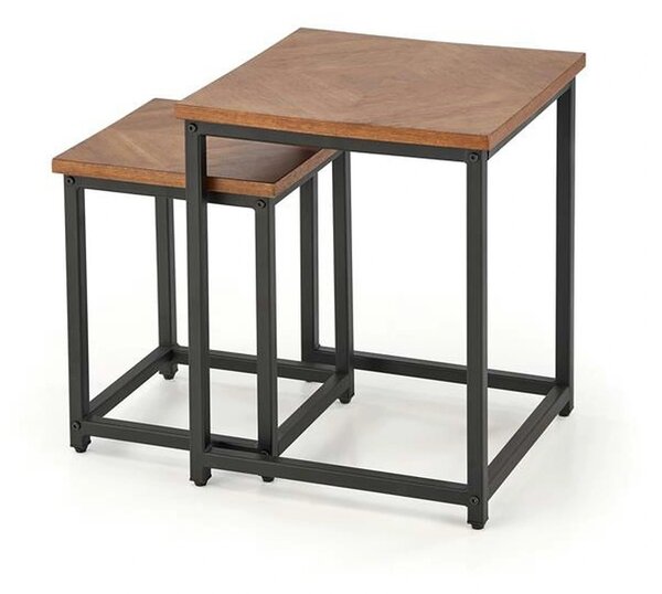 Set 2 masute cafea ELZA, nuc/negru