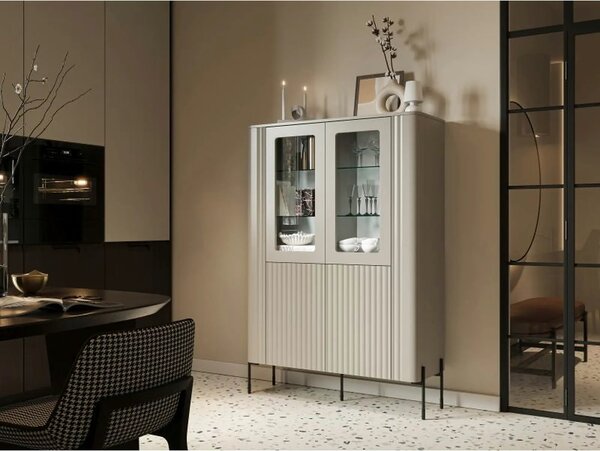 Vitrina VERA, casmir, PAL laminat/sticla, 110x40x160 cm