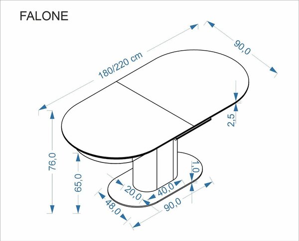 Masa extensibila FALONE, travertin/casmir, piatra sinterizata/metal, 1