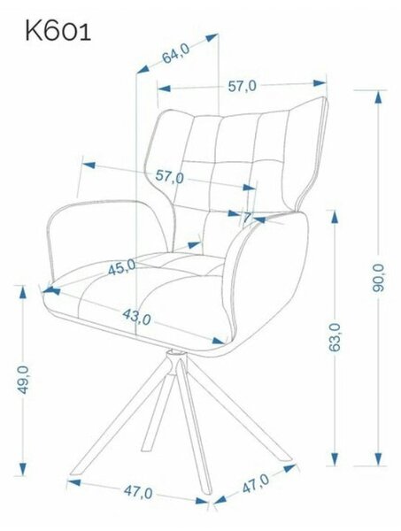 Scaun rotativ K601, bej/negru, stofa/metal, 57x64x90 cm