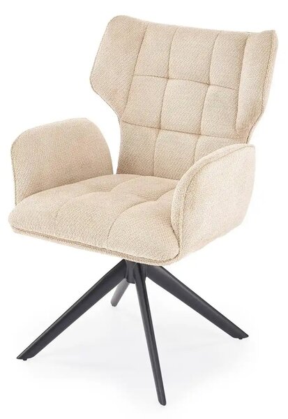 Scaun rotativ K601, bej/negru, stofa/metal, 57x64x90 cm