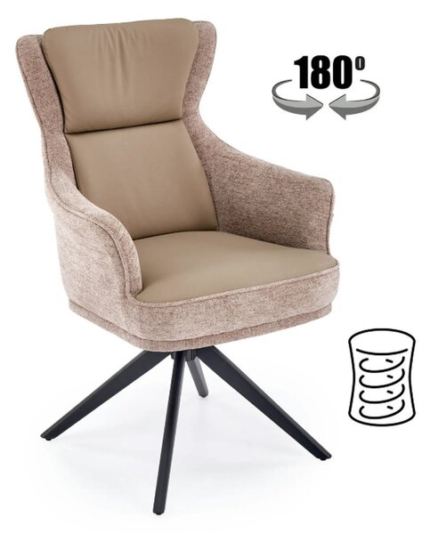 Scaun rotativ K611, grej, piele ecologica/stofa, 64x66x96 cm