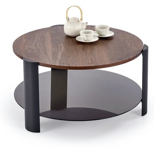Masuta cafea LIRA, nuc/negru, 80x43 cm