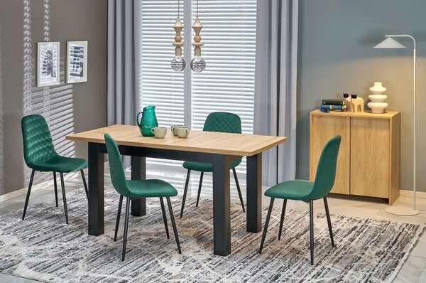 Masa extensibila GIZMO, stejar artisan/negru, PAL laminat, 120/160x75x