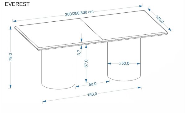 Masa extensibila EVEREST, stejar natural, PAL laminat/furnir, 200/300x