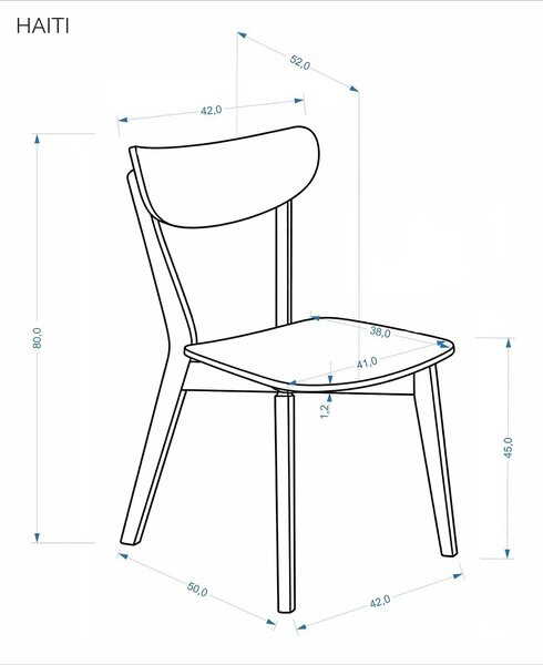 Scaun HAITI, stejar/negru, placaj/lemn, 42x52x80 cm