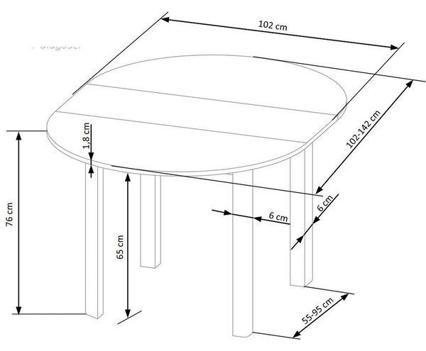 Masa extensibila RINGO, casmir, PAL, 102/142x102x76 cm