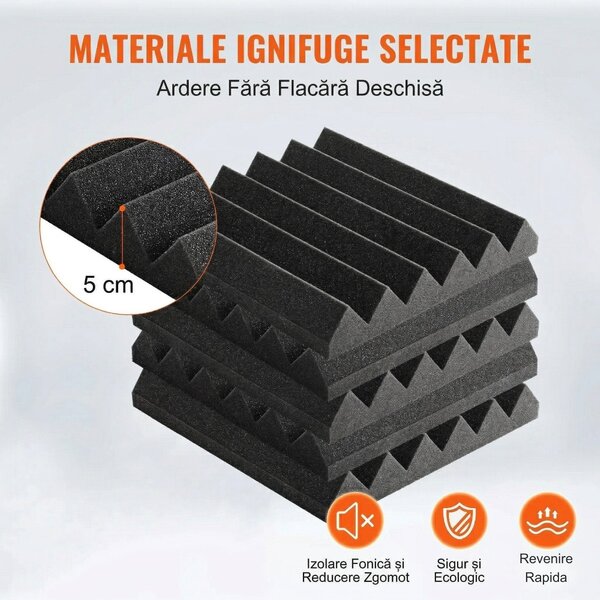 Set 24 Panouri Burete Cofrat – 30x30x5 cm, Autoadezive, Densitate Ridicata
