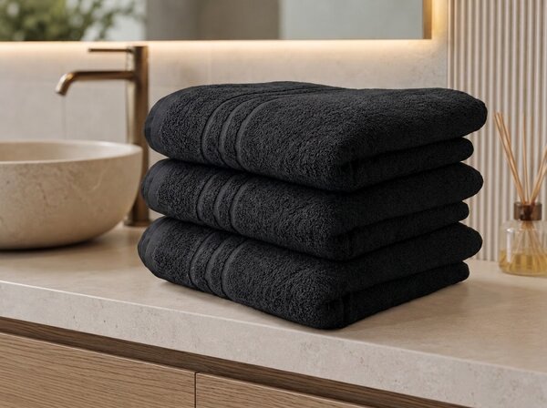 Prosop Classic 70 x 140 cm negru, 100% bumbac