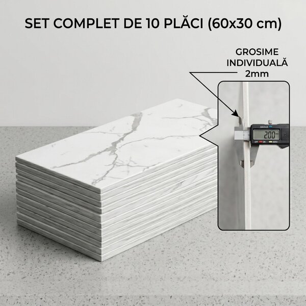 Set 10 x Placi Decorative Imitatie Marmura, Grosime 2mm