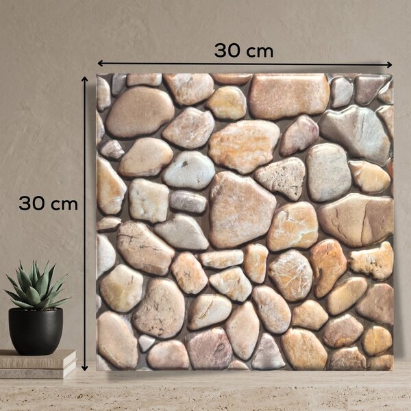 Set 10 Placi Decorative 3D Autoadezive, Imitatie Piatra Maro, 30x30 cm, Grosime 3 mm