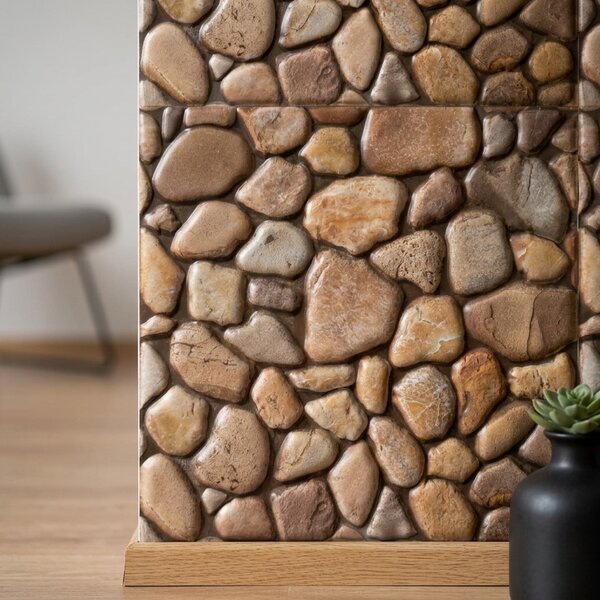 Set 10 Placi Decorative 3D Autoadezive, Imitatie Piatra Maro, 30x30 cm, Grosime 3 mm