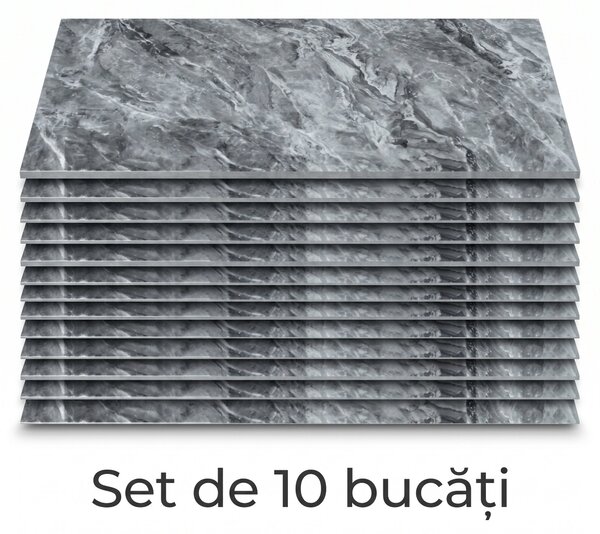 Set 10 Placi Autoadezive Imitatie Marmura pentru Baie si Bucatarie, 30x60 cm, 2mm