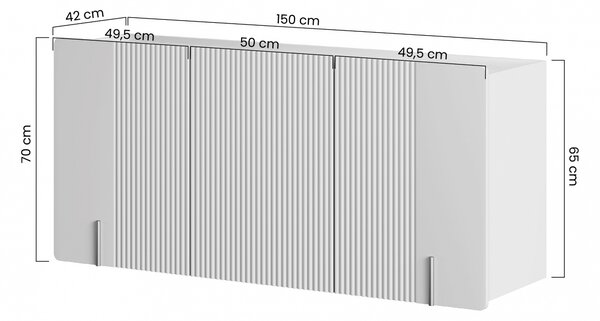 Comodă suspendată Malmi 150 cm cu trei uși - negru mat / negru
