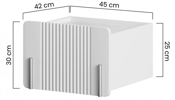 Noptieră Malmi 45 cm cu sertar - cashmir / crema bianca / gold