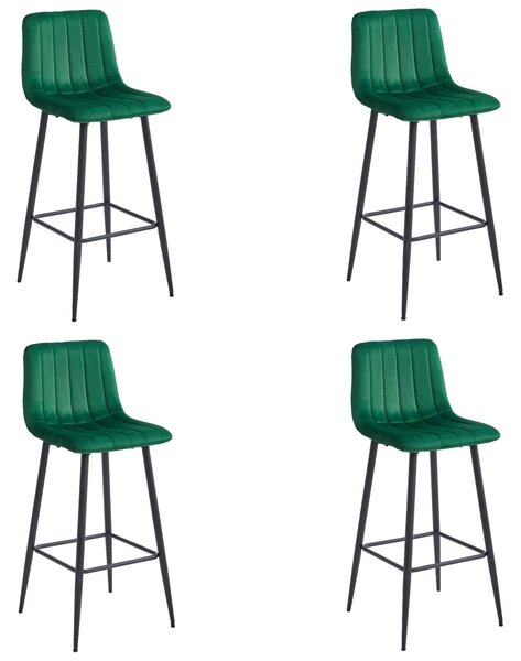Scaun de bar POZZA VELVET cu picioare negre, verde inchis