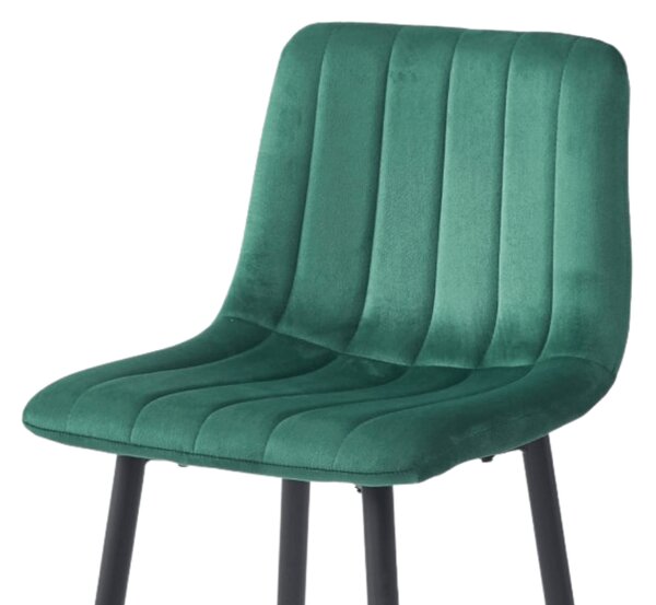 Scaun de bar POZZA VELVET cu picioare negre, verde inchis