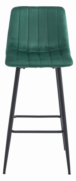 Scaun de bar POZZA VELVET cu picioare negre, verde inchis