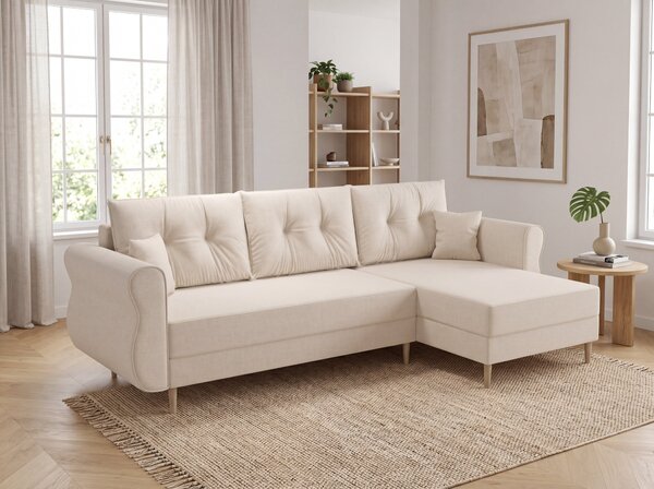 Canapea extensibila de colt SILVIANO, crem, reversibila, 230x140 cm